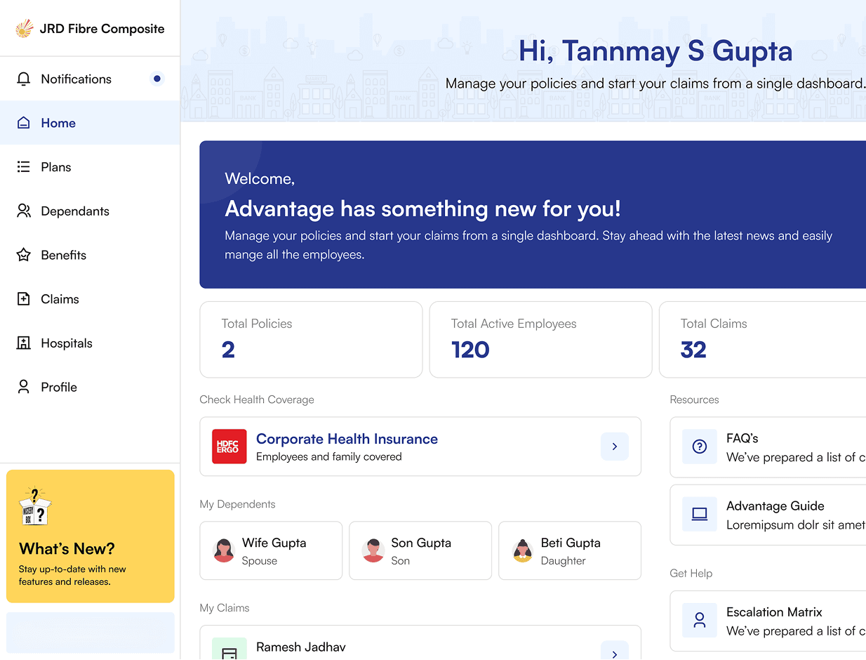Image of Advantage, the white labelled client facing portal for intermediaries to host.