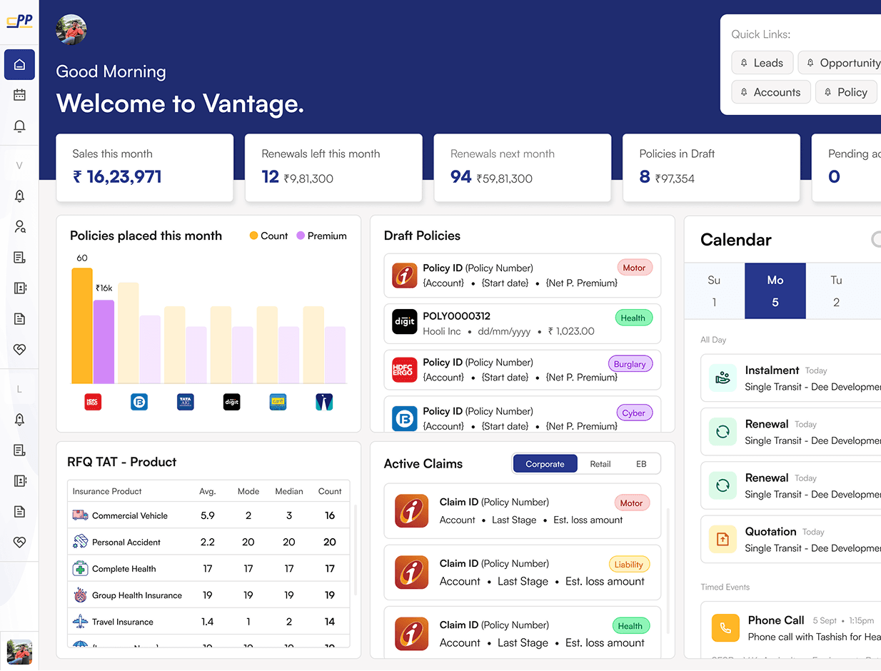Image of the homepage of the AI powered ERP-CRM Platform for insurance intermediaries.