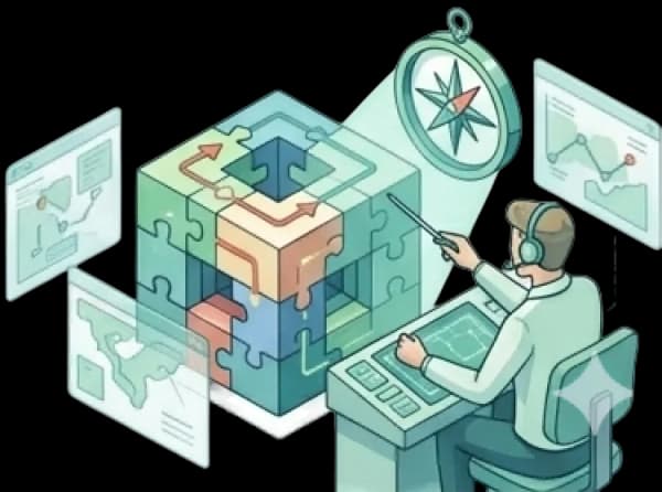 Expert guidance compass illustration