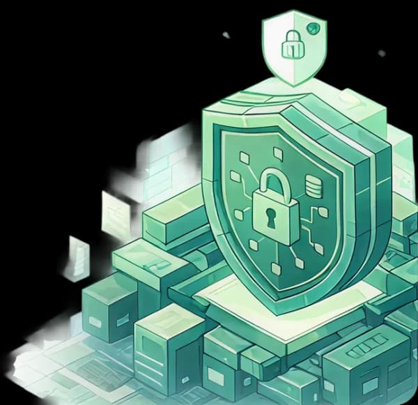 Security shield with lock illustration